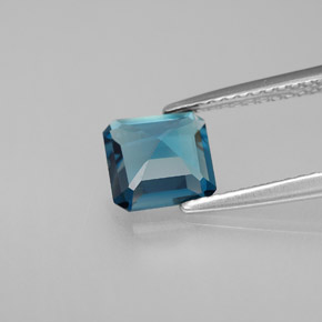 Topacio azul natural de 1,45 ct, corte esmeralda, VS