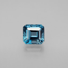 Topacio azul natural de 1,85 ct, corte esmeralda, VVS-VS