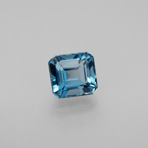 Topacio azul natural de 1,85 ct, corte esmeralda, VVS-VS