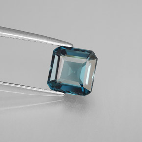 Topacio azul natural de 1,83 ct, corte esmeralda, VVS-VS