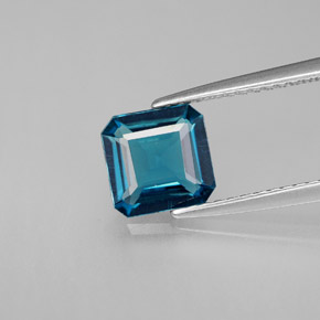 Topacio azul natural de 1,43 ct, corte esmeralda, VVS-VS
