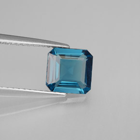 Topacio azul natural de 1,43 ct, corte esmeralda, VVS-VS