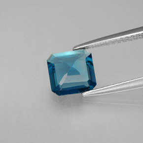 Topacio azul natural de 1,43 ct, corte esmeralda, VVS-VS