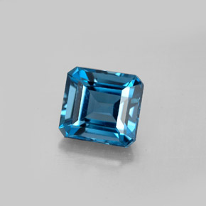 Topacio azul natural de 2,96 ct, corte esmeralda, VVS-VS