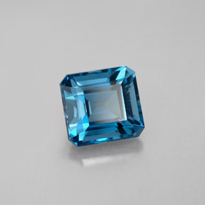 Topacio azul natural de 2,96 ct, corte esmeralda, VVS-VS