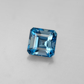 Topacio azul natural de 2,05 ct, corte esmeralda, VVS-VS