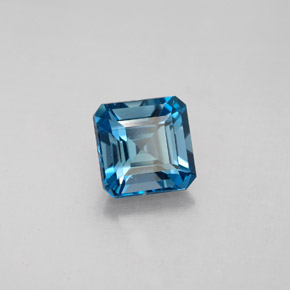 Topacio azul natural de 2,05 ct, corte esmeralda, VVS-VS