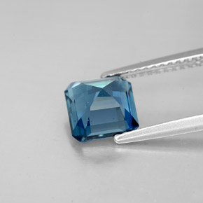 Topacio azul natural de 2,05 ct, corte esmeralda, VVS-VS