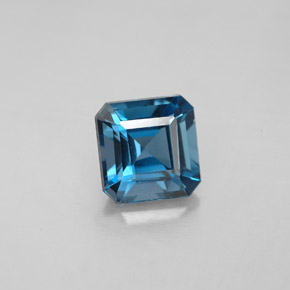 Topacio azul natural de 2,28 ct, corte esmeralda, VVS-VS