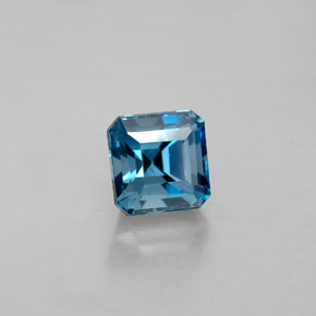 Topacio azul natural de 1,87 ct, corte esmeralda, VVS-VS