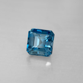 Topacio azul natural de 1,87 ct, corte esmeralda, VVS-VS