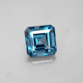 Topacio azul natural de 2,42 ct, corte esmeralda, VS