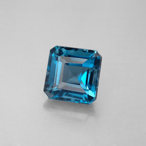 Topacio azul natural de 2,32 ct, corte esmeralda, VS