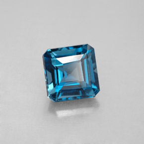 Topacio azul natural de 2,32 ct, corte esmeralda, VS
