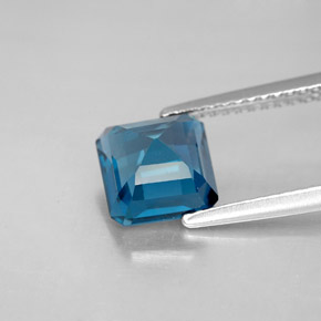 Topacio azul natural de 2,32 ct, corte esmeralda, VS