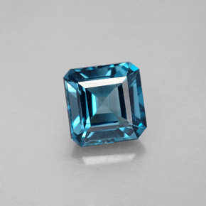 Topacio azul natural de 2,53 ct, corte esmeralda, VS