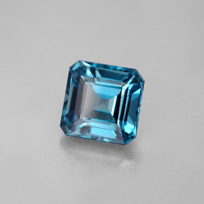 Topacio azul natural de 2,53 ct, corte esmeralda, VS