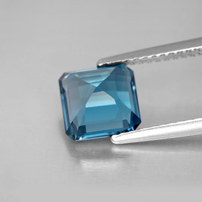 Topacio azul natural de 2,53 ct, corte esmeralda, VS