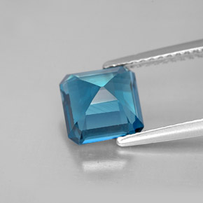 Topacio azul natural de 2,61 ct, corte esmeralda, VVS-VS