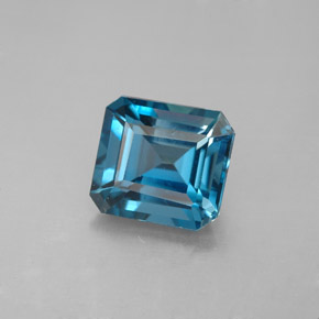 Topacio azul natural de 2,64 ct, corte esmeralda, VVS-VS