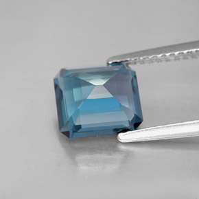 Topacio azul natural de 2,64 ct, corte esmeralda, VVS-VS