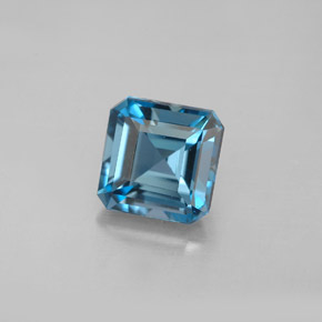 Topacio azul natural de 2,16 ct, corte esmeralda, VVS-VS