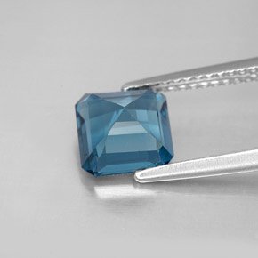 Topacio azul natural de 2,16 ct, corte esmeralda, VVS-VS