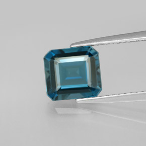 Topacio azul natural de 2,71 ct, corte esmeralda, VVS-VS