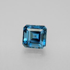 Topacio azul natural de 2,01 ct, corte esmeralda, VVS-VS