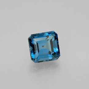 Topacio azul natural de 2,01 ct, corte esmeralda, VVS-VS
