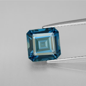 Topacio azul natural de 2,80 ct, corte esmeralda, VVS-VS