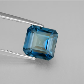 Topacio azul natural de 2,80 ct, corte esmeralda, VVS-VS