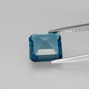 Topacio azul natural de 2,58 ct, corte esmeralda, VS