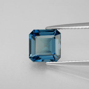 Topacio azul natural de 2,37 ct, corte esmeralda, VVS-VS