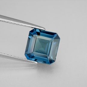Topacio azul natural de 2,37 ct, corte esmeralda, VVS-VS