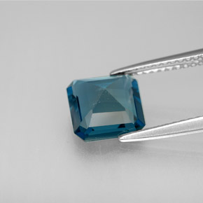 Topacio azul natural de 2,37 ct, corte esmeralda, VVS-VS