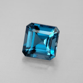Topacio azul natural de 1,78 ct, corte esmeralda, VVS-VS