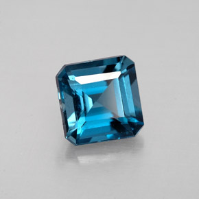 Topacio azul natural de 1,78 ct, corte esmeralda, VVS-VS