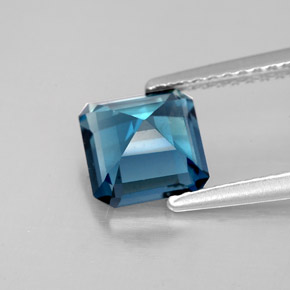 Topacio azul natural de 1,78 ct, corte esmeralda, VVS-VS