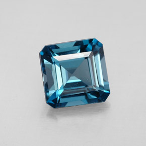 Topacio azul natural de 2,16 ct, corte esmeralda, VVS-VS