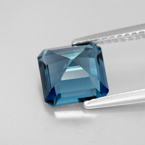 Topacio azul natural de 2,16 ct, corte esmeralda, VVS-VS