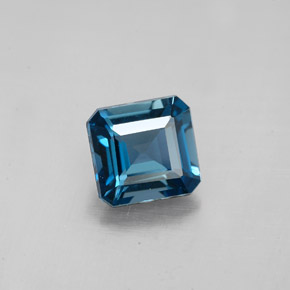 Topacio azul natural de 1,90 ct, corte esmeralda, VVS-VS