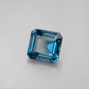 Topacio azul natural de 1,90 ct, corte esmeralda, VVS-VS