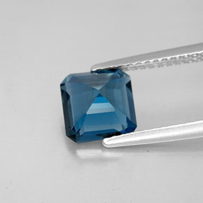 Topacio azul natural de 1,90 ct, corte esmeralda, VVS-VS