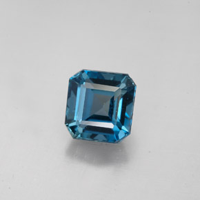 Topacio azul natural de 2,15 ct, corte esmeralda, VVS-VS