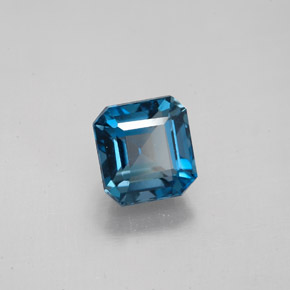 Topacio azul natural de 2,15 ct, corte esmeralda, VVS-VS
