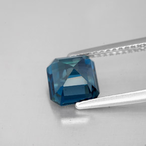 Topacio azul natural de 2,15 ct, corte esmeralda, VVS-VS
