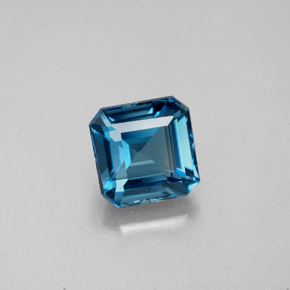 Topacio azul natural de 2,20 ct, corte esmeralda, VVS