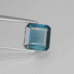 Topacio azul natural de 1,48 ct, corte esmeralda, VVS-VS