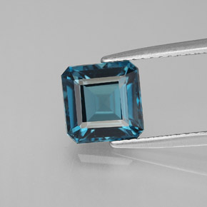 Topacio azul natural de 2,46 ct, corte esmeralda, VVS-VS